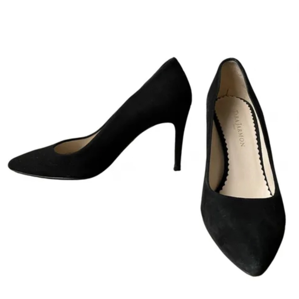 Tara Jarmon Black Suede Pointed Toe Classic  Pumps Size 37